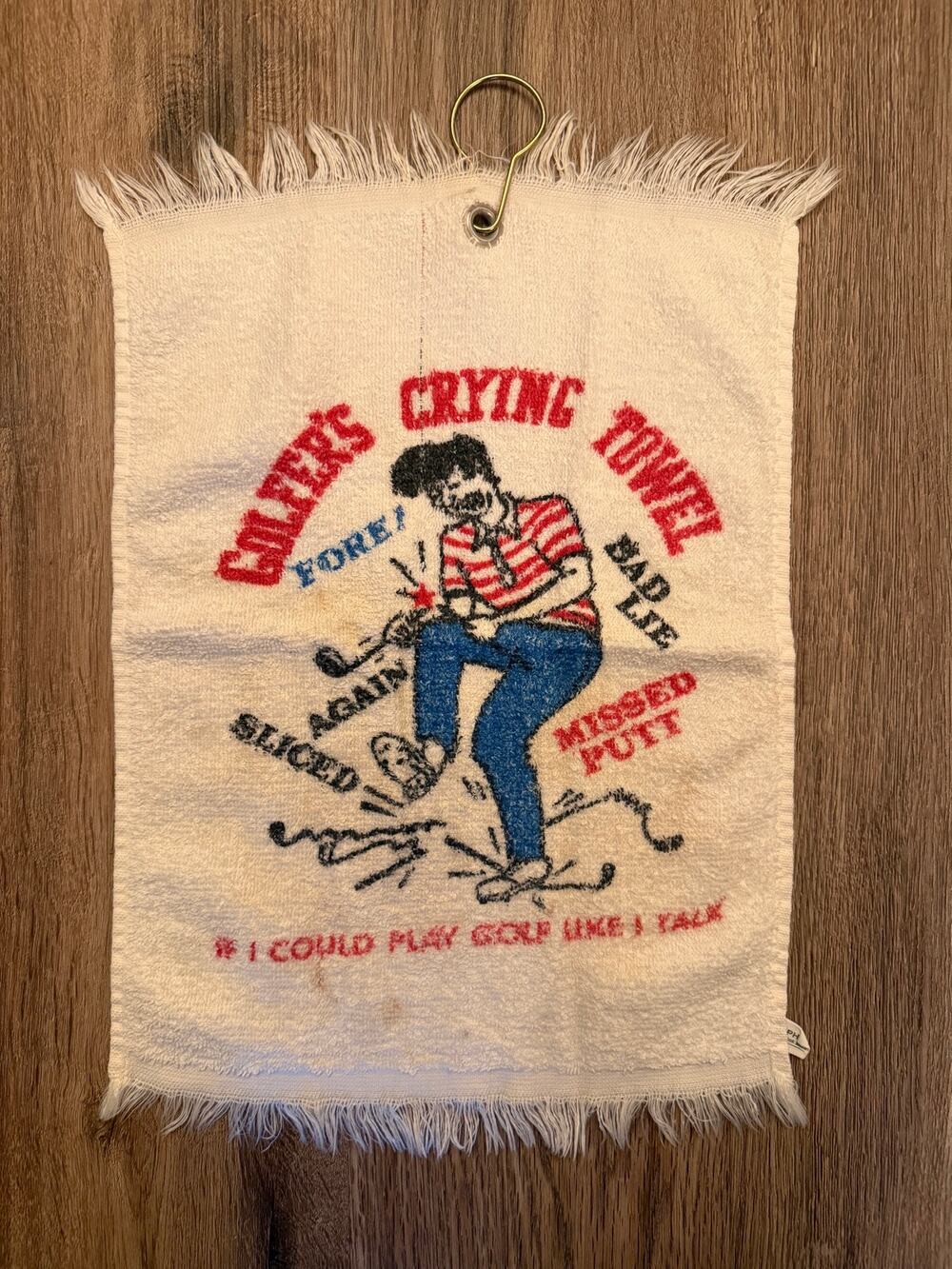 Vintage Novelty Golfer's Crying Towel Trophy by Cannon Mills